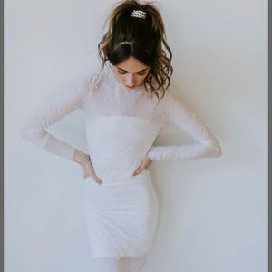 Untamed Petals pampas sheer pearl bodycon dress